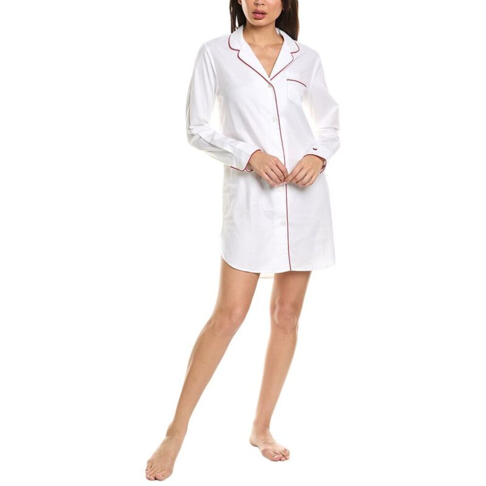 Petite Plume Womens  Twill Nightshirt, White